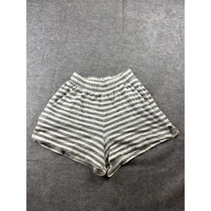 Anthropologie T.la Lounge Knit Shorts Women's XS Ivory Black Striped Comfy Cozy